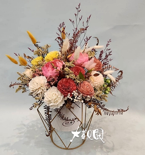 精緻乾燥花盆花 祝賀盆花 喜慶桌上花 廟會會場盆花